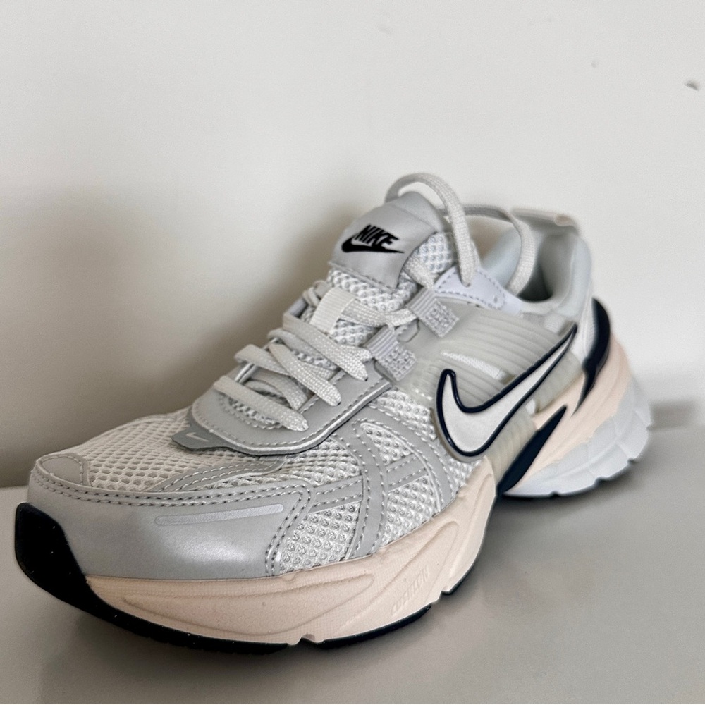 Nike White and Black Sneakers with Mesh Upper